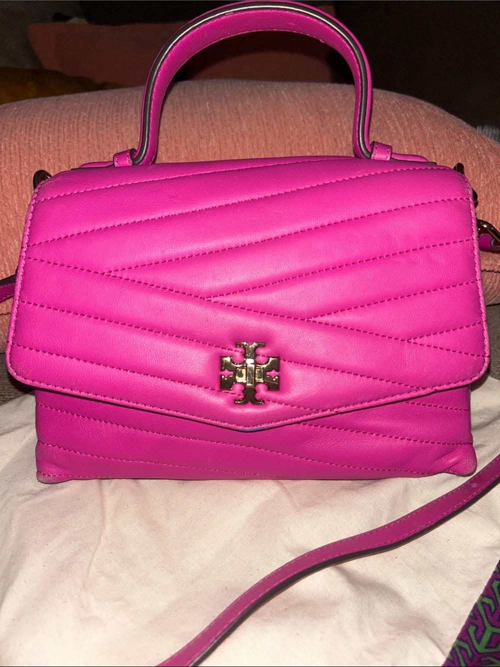 🌸 Tory Burch KIRA chevron top handle kiss lock purse handbag